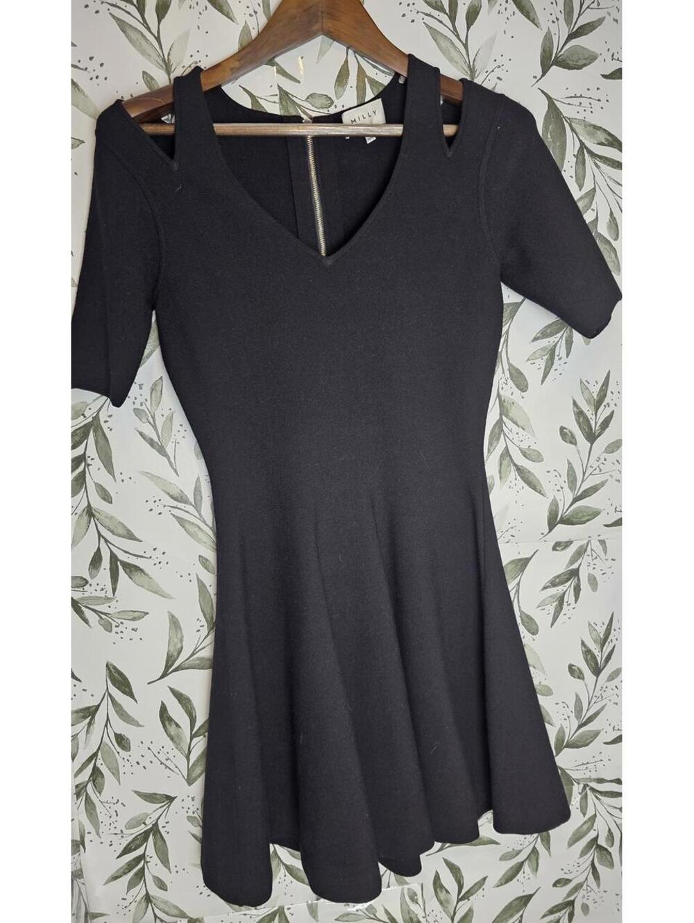 Milly Dress Black Womens Size S Stretchy Off Shoulder